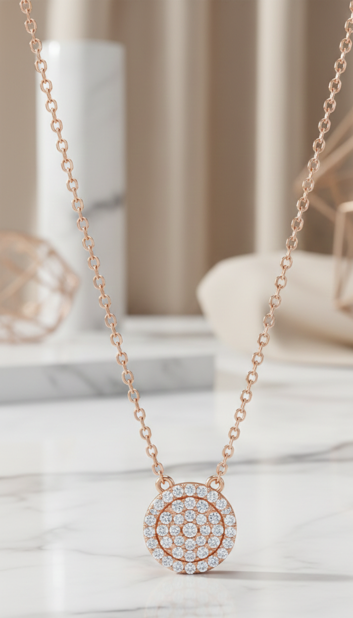 0.25 Ct Round Lab Diamond Halo Necklace – Bigger Look