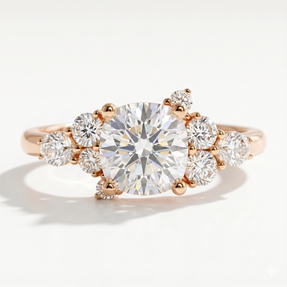 Cushion cut Cluster Engagement Ring for Elegant Brides