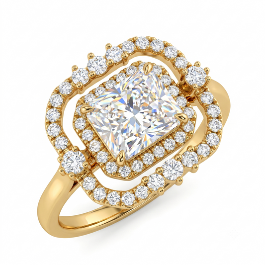 1.5ct Radiant Cut Halo Lab-Grown Engagement Ring