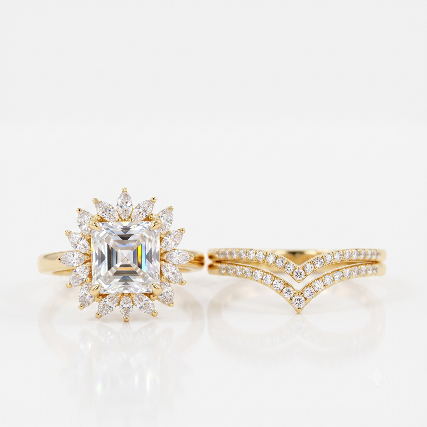 1.50 Ct Princess Cut Lab-Grown Engagement Ring Set
