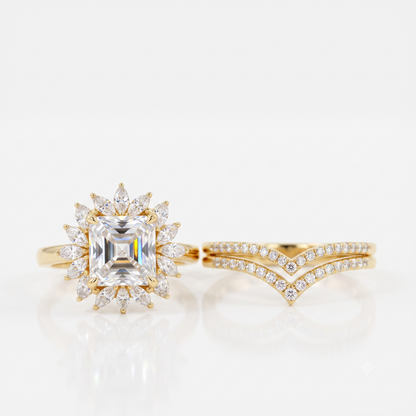 1.50 Ct Princess Cut Lab-Grown Engagement Ring Set