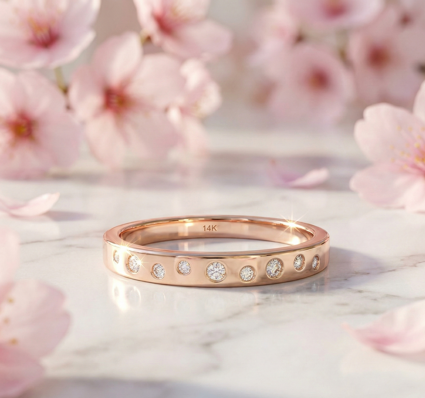 0.13 Ct Lab-Grown Diamond Wedding Band – 14K Gold Ring