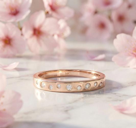 0.13 Ct Lab-Grown Diamond Wedding Band – 14K Gold Ring