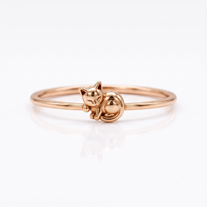 solid gold cat ring