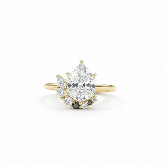 pear cut lab grown diamond ring​

