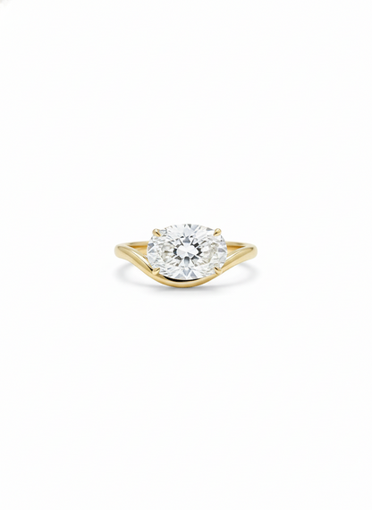 1.50 ct Oval Lab-Grown Engagement Ring - Curved Solitaire