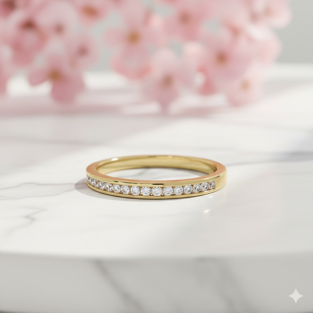 Lab Grown Diamond Half Eternity Band • 14K Rose Gold Channel Set