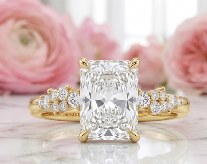 2 Ct Radiant Lab Grown Diamond Ring – Cluster Design