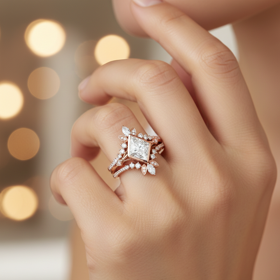 1.860ct Kite Cut Moissanite Engagement Ring