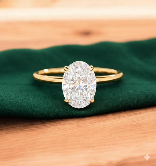 2.500 ct Oval Lab Grown Diamond Engagement Ring • 18K Gold Solitaire Ring
