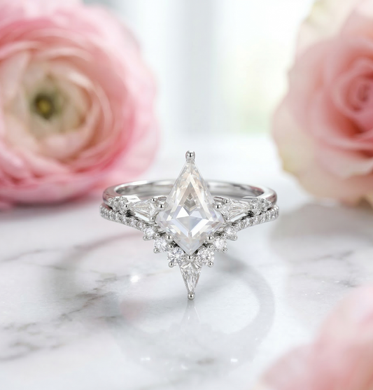 kite cut diamond engagement ring