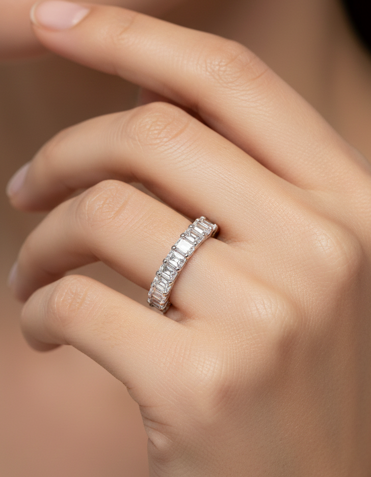 1.960 Ct Emerald Cut Lab-Grown Full Eternity Ring