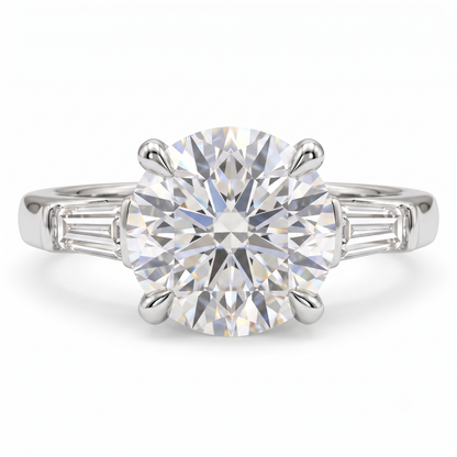 2.60 CT Round Cut Lab Grown Diamond Three Stone Engagement Ring