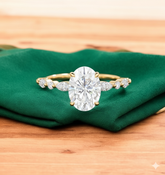 2.900 ct Oval Cut Lab Grown Diamond Engagement Ring