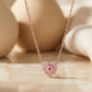 14K Gold Lab Diamond Evil Eye Heart Necklace Pendant