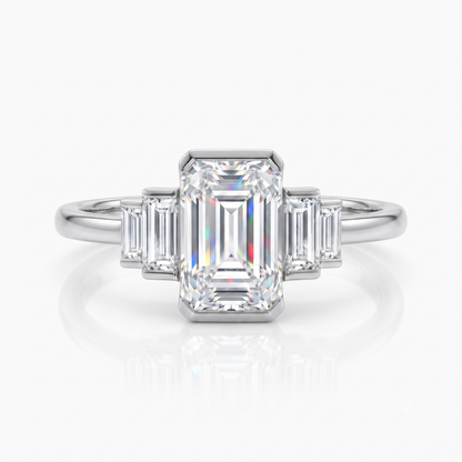 1.50 ct Five Stone Emerald Cut Lab Grown Diamond Engagement Ring