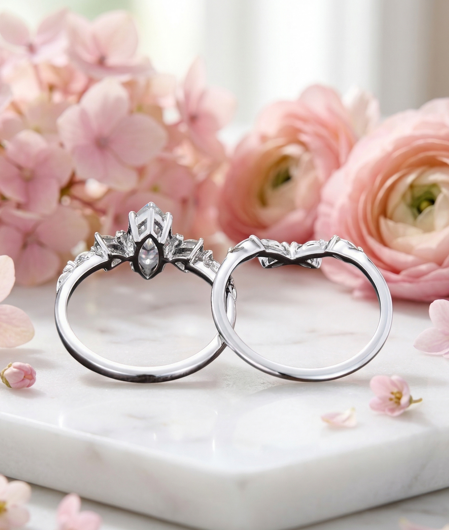 1.410CT Marquise Lab Grown Diamond Engagement Ring Set