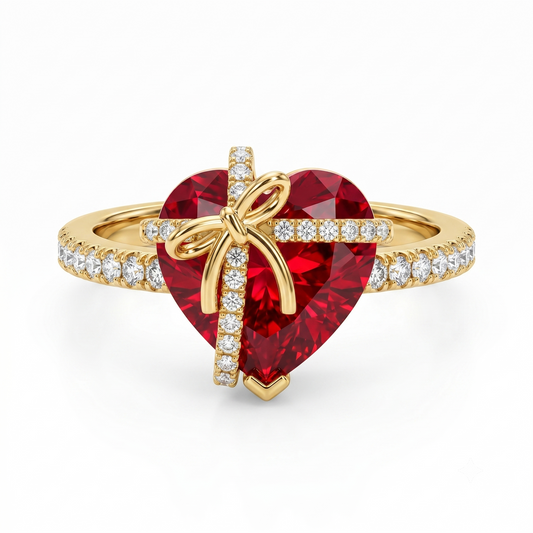 8.0mm Heart Cut Pink Sapphire Wedding Anniversary Ring