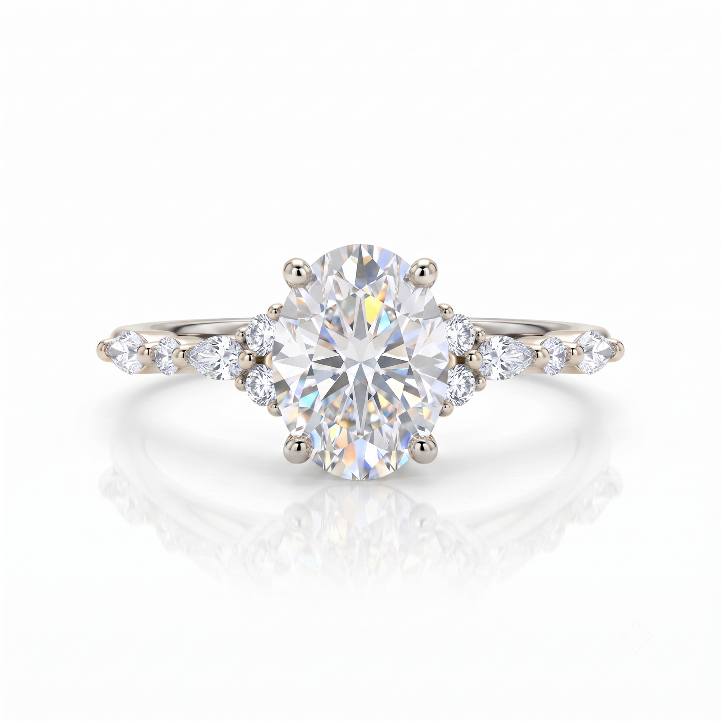 1.25 ct Oval Lab Grown Diamond Engagement Ring • Rose Gold Cluster Bridal Ring