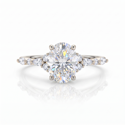 1.25 ct Oval Lab Grown Diamond Engagement Ring • Rose Gold Cluster Bridal Ring