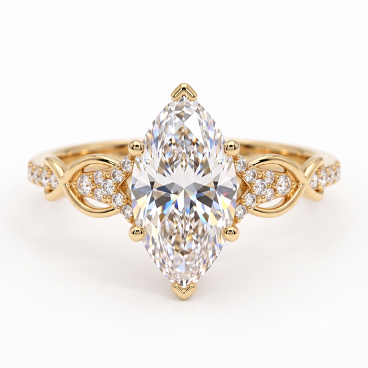 1.60ct Marquise Cut Lab Diamond Engagement Ring