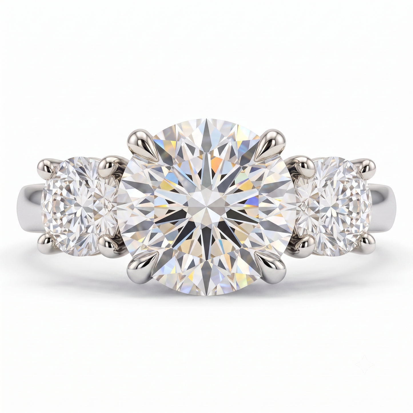 2.80 CT Round Lab Diamond Three Stone Engagement Ring