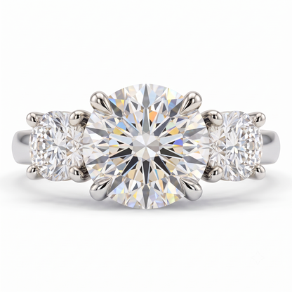 2.80 CT Round Lab Diamond Three Stone Engagement Ring