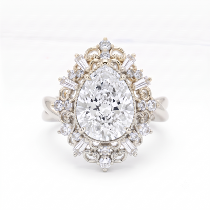 1.00ct Pear Cut Lab Grown Diamond Vintage Engagement Ring
