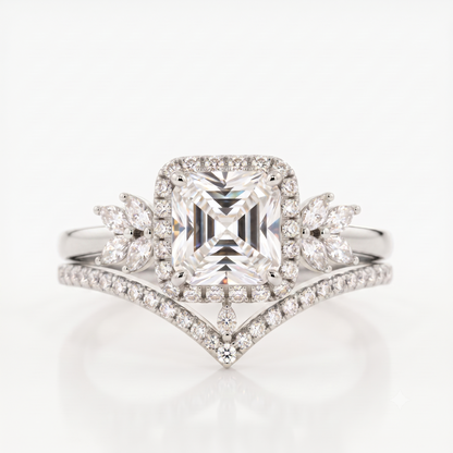 1.60 Ct Asscher Cut Lab-Grown Engagement Ring Set