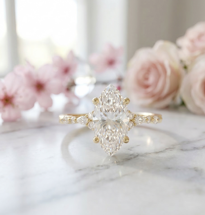 2.410 ct marquise Lab Grown Diamond Side Stone Engagement Ring