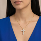 0.440 ct 14K White Gold Dainty Moissanite Cross Pendant Necklace