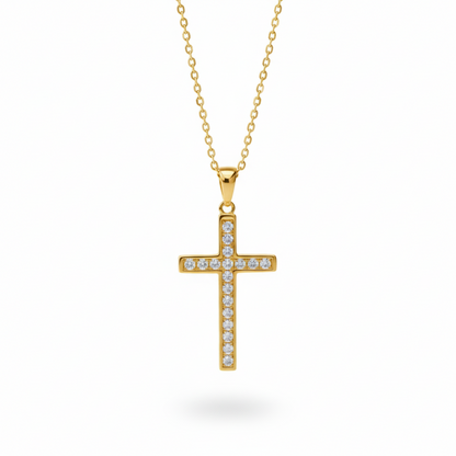 0.580 ct Lab-Grown Cross Pendant - Round Cut Tennis Necklace