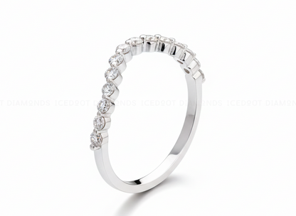 0.390Ct Lab Grown Diamond Floating Bubble Prong Band Curved Wedding Band