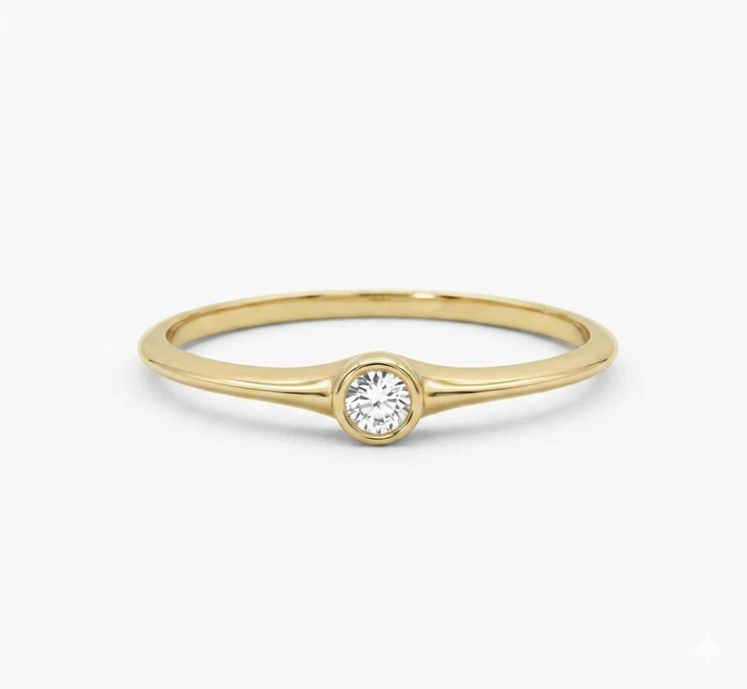 Minimalist Lab‑Grown Diamond Bezel Ring | 14K Gold Solitaire