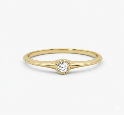 Minimalist Lab‑Grown Diamond Bezel Ring | 14K Gold Solitaire