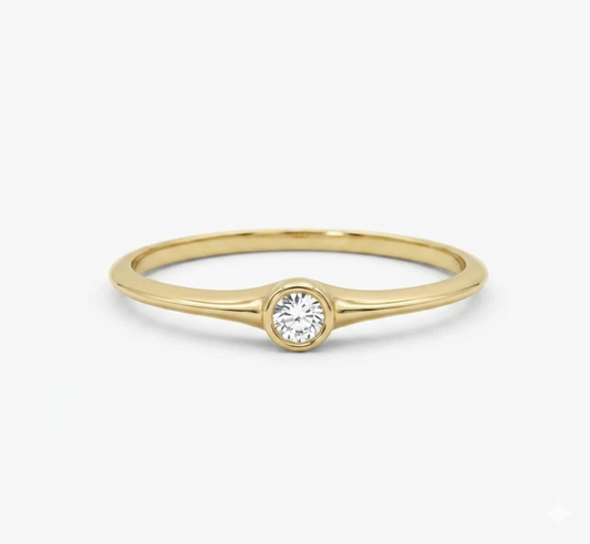 Minimalist Lab‑Grown Diamond Bezel Ring | 14K Gold Solitaire