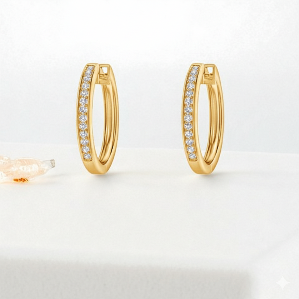 1/10ct Pavé-Set Lab-Grown Diamond Hoop Earrings