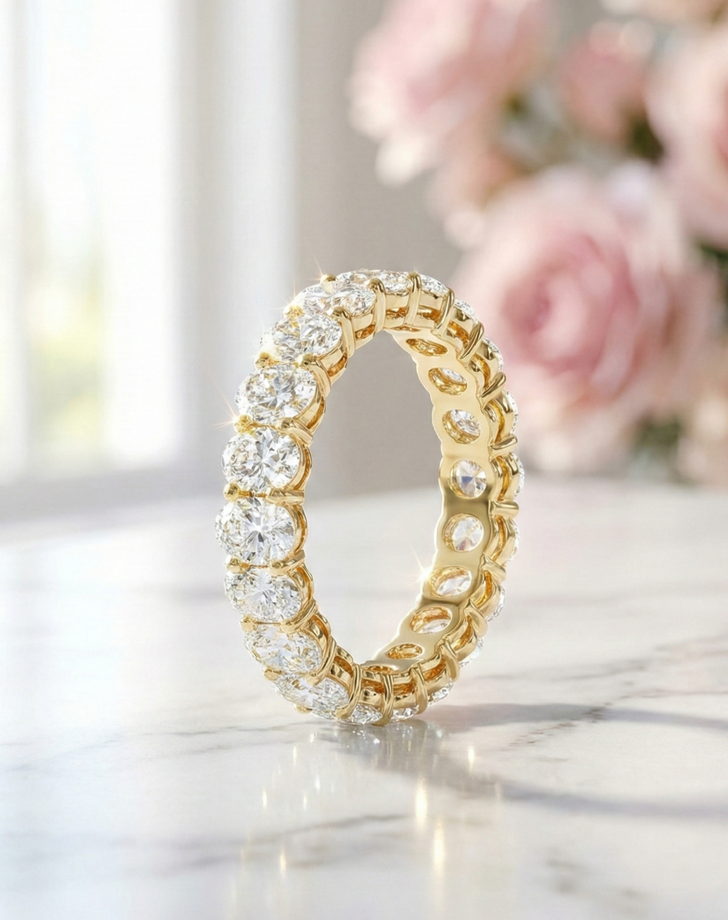 1.36 Ct Oval Moissanite Eternity Wedding Band