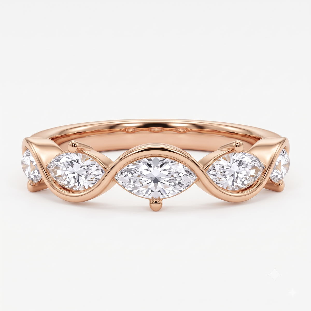 0.250 ct Marquise Cut Lab Grown Diamond Curved Band Ring