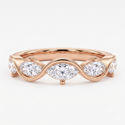 0.250 ct Marquise Cut Lab Grown Diamond Curved Band Ring
