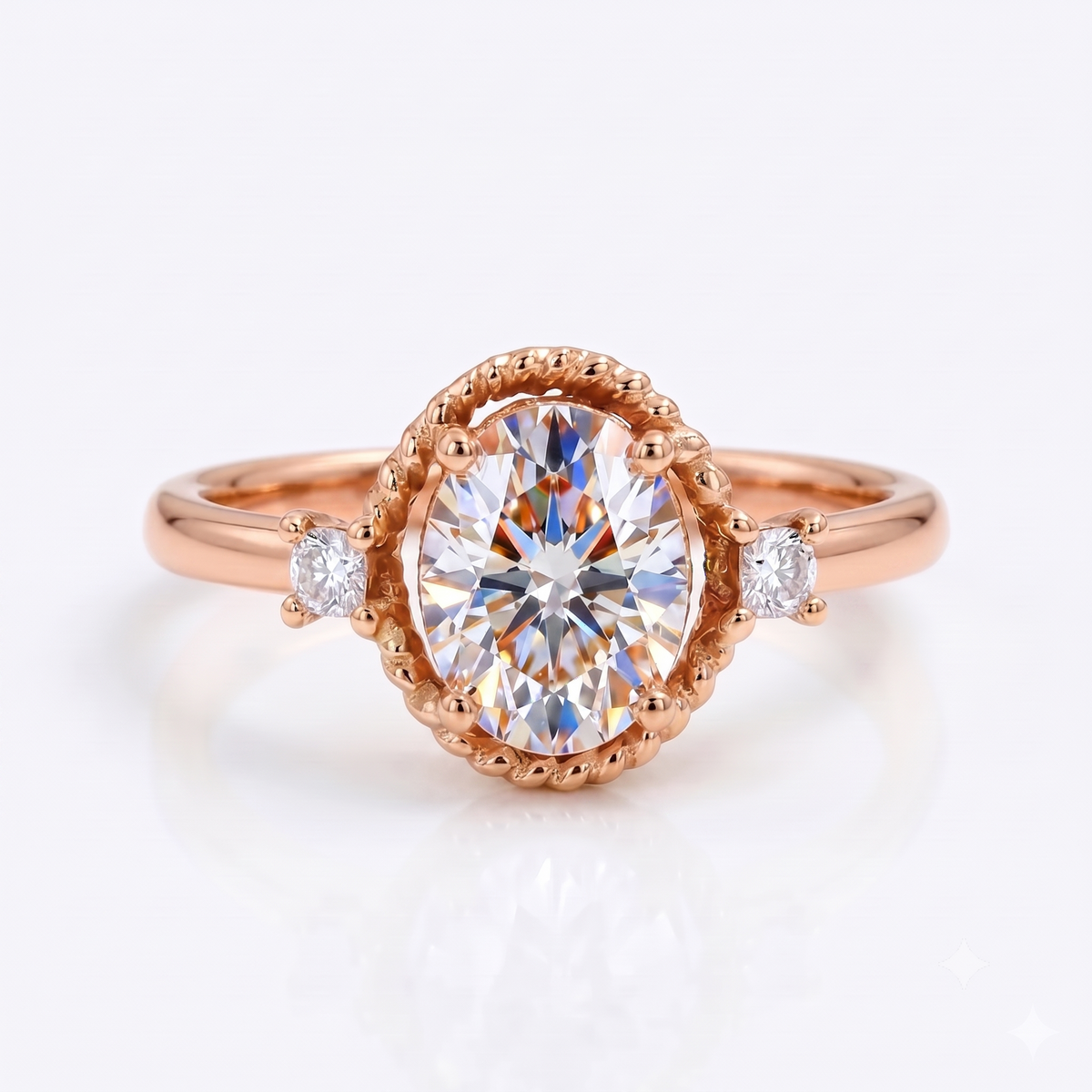 1.25 ct Oval Lab Grown Diamond Rose Gold Engagement Ring • Unique Bezel Set Diamond Ring