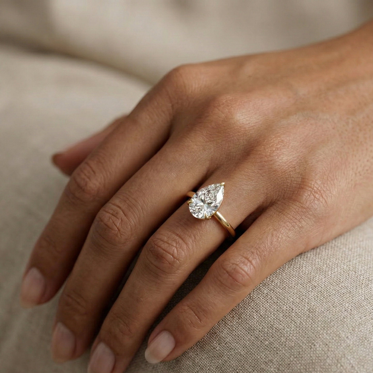 2 Ct Pear Lab Diamond Solitaire Ring