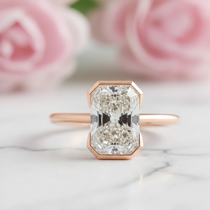 1.750 ct Radiant Cut Lab-Grown Engagement Ring - Half Bezel Solitaire