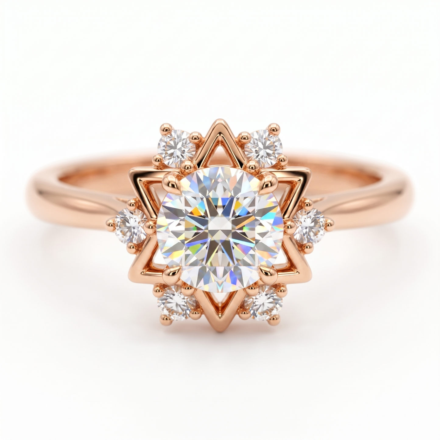 1.30ct  Round Cut Celestial Lab Grown Diamond Engagement Ring