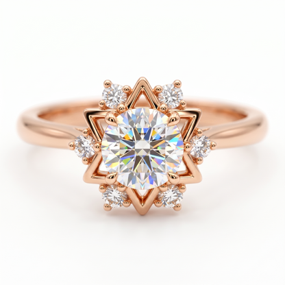 1.30ct  Round Cut Celestial Lab Grown Diamond Engagement Ring
