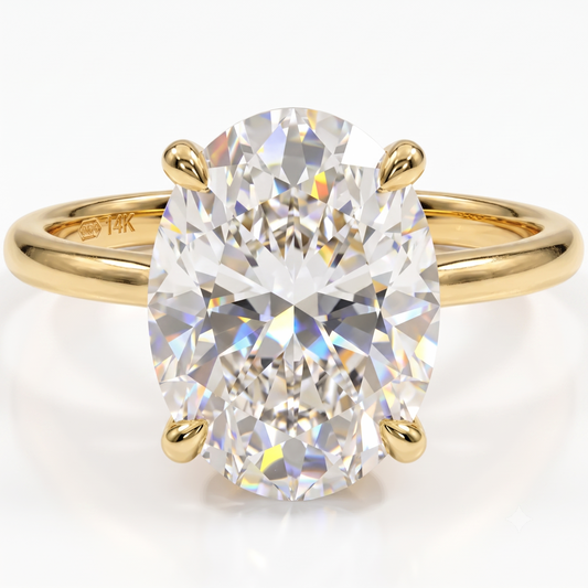1.00CT Oval Lab Grown Diamond Hidden Halo Engagement Ring