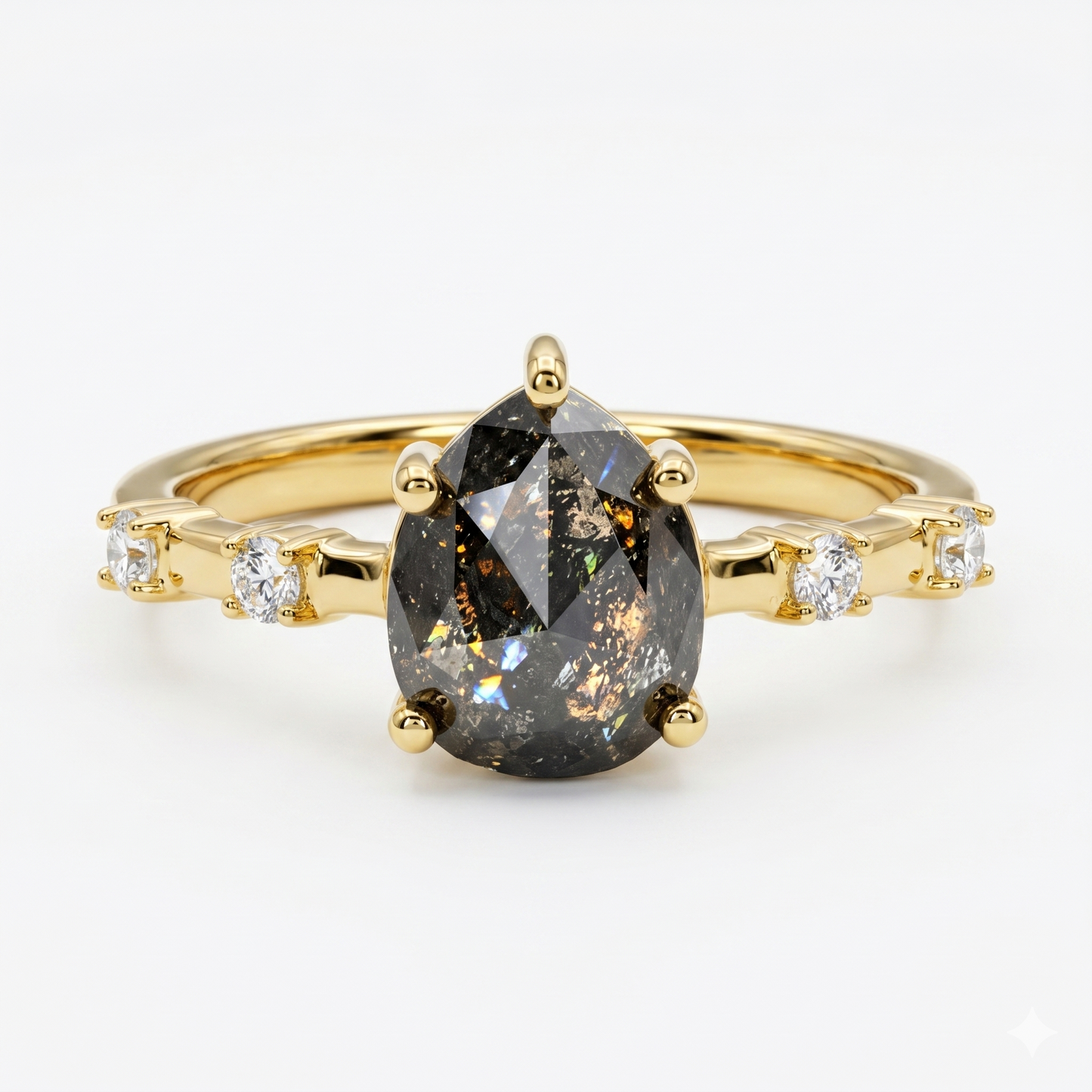 2.00ct Pear salt and pepper Diamond Ring