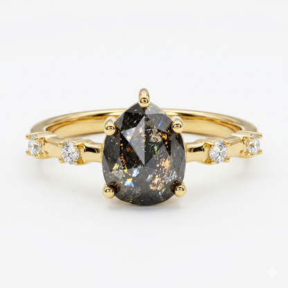 2.00ct Pear salt and pepper Diamond Ring