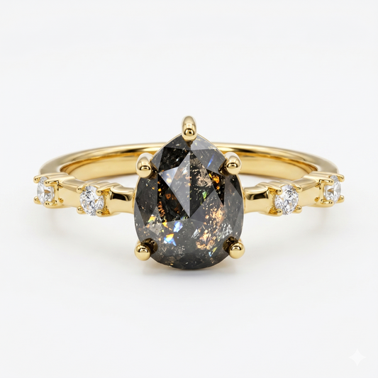 2.00ct Pear salt and pepper Diamond Ring