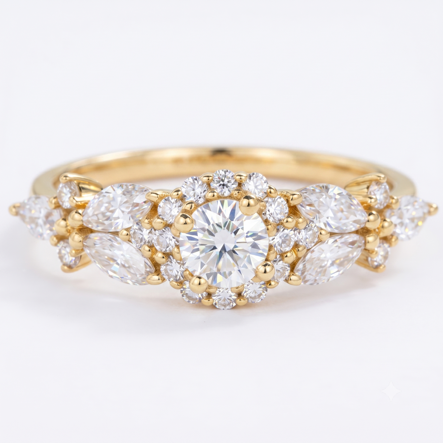 Vintage Cluster 0.6ct Round Cut Lab Grown Diamond Engagement Ring